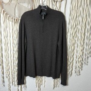 Qi New York Men's Quarter Zip Wool Cashmere Sweater Size Large